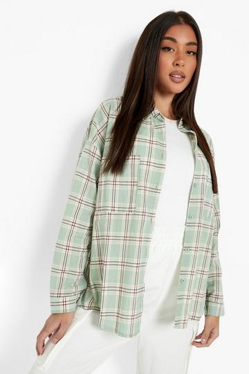 Sage Green Oversized Checked Shirt