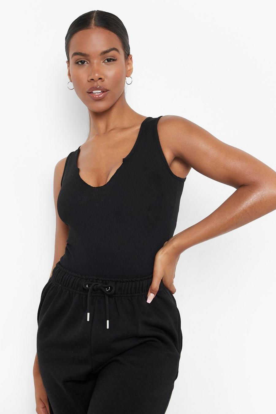 Black Notch Neck Bodysuit image number 1