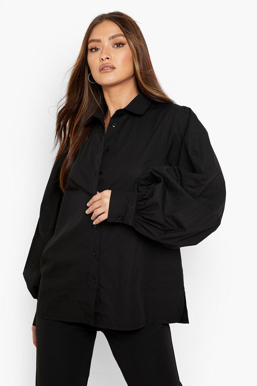 Black Bomullsskjorta med ballongärm image number 1