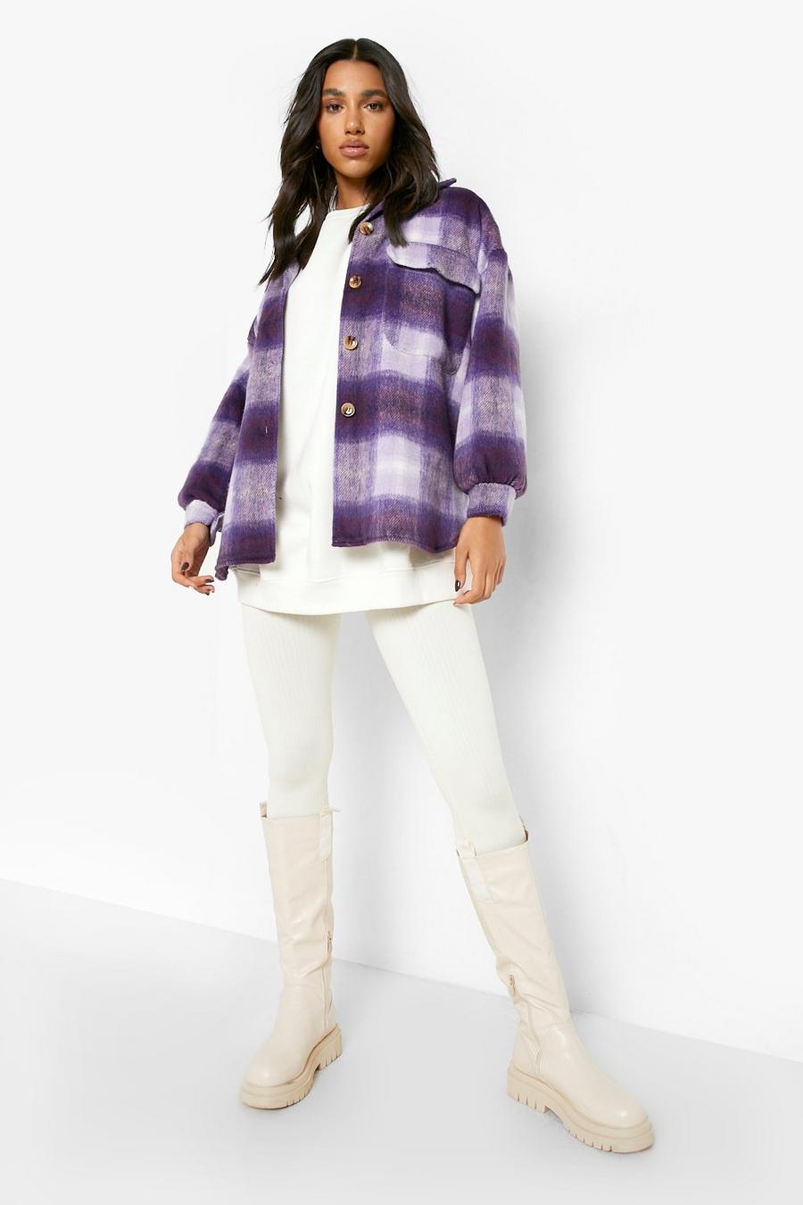 Veste chemise oversize à carreaux, Lilac image number 1
