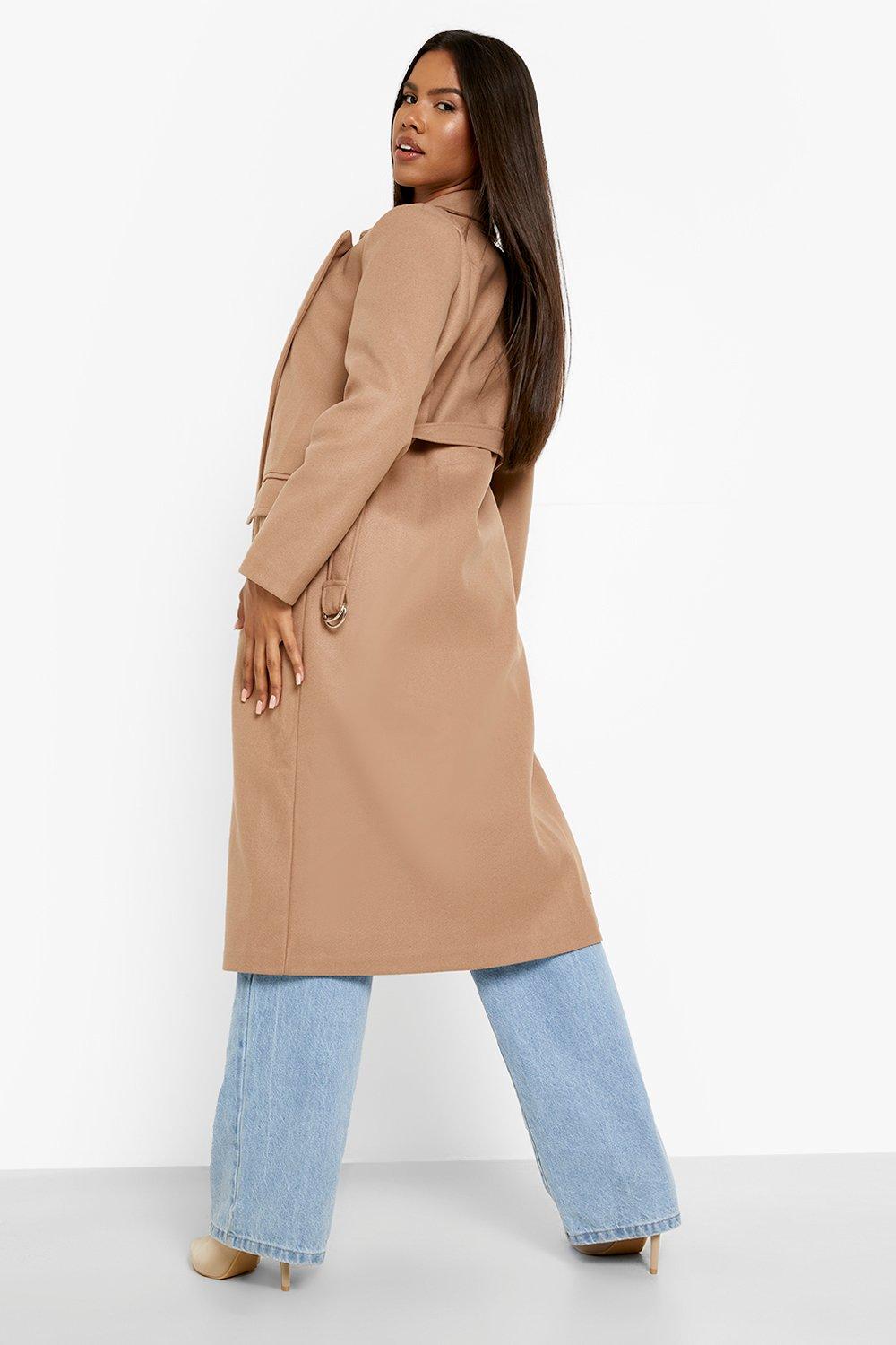 womens camel wrap wool coat