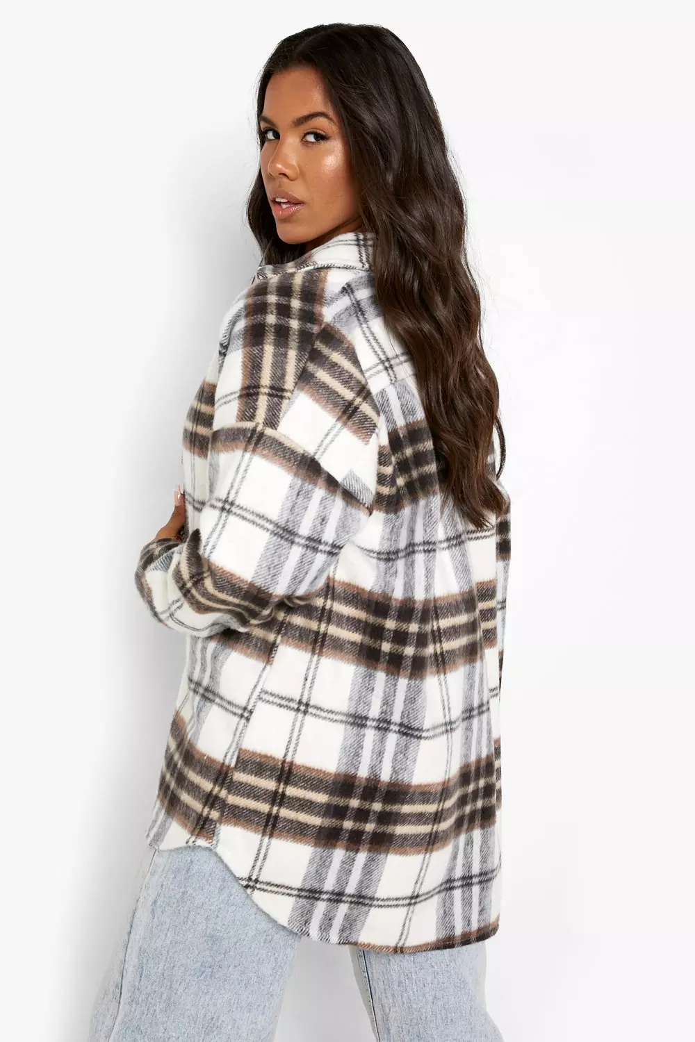 Brown Super Oversized Check Shacket alternative image