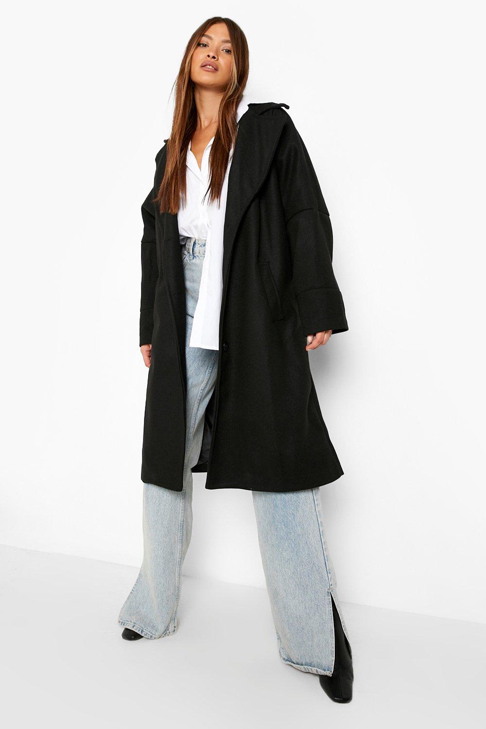 Boohoo oversized sleeve wool hotsell look coat