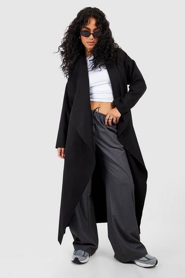 Super Oversized Waterfall Wool Look Coat black