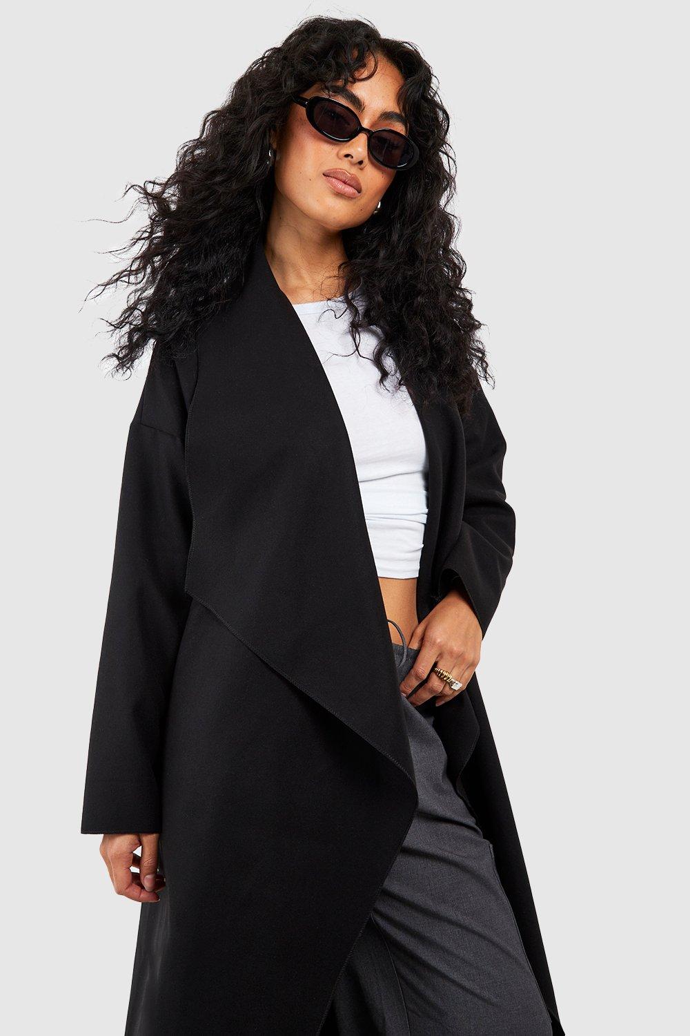 Black wet best sale look coat boohoo