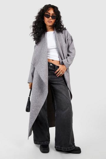 Super Oversized Waterfall Wool Look Coat grey