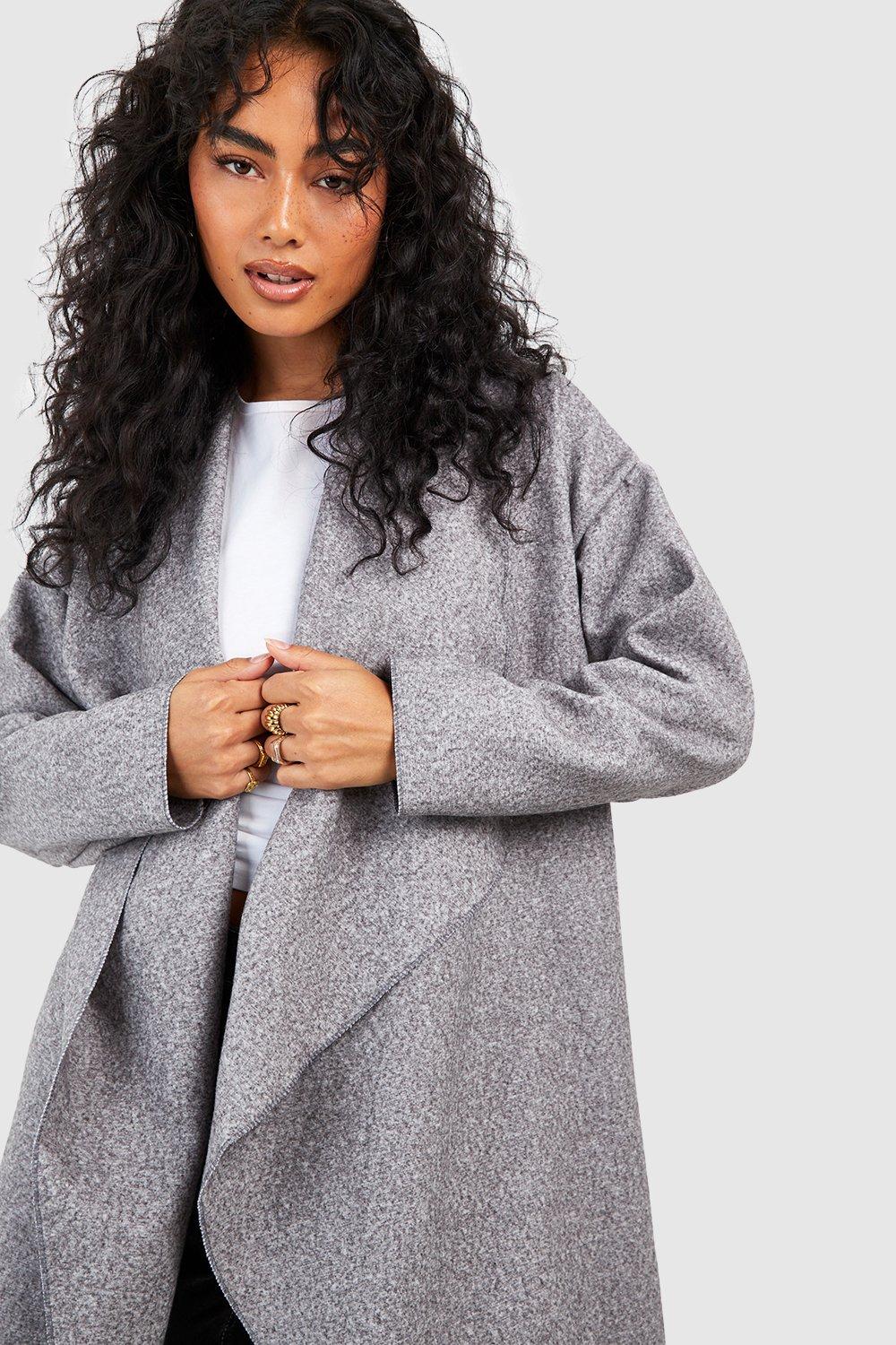 Dark grey waterfall on sale coat