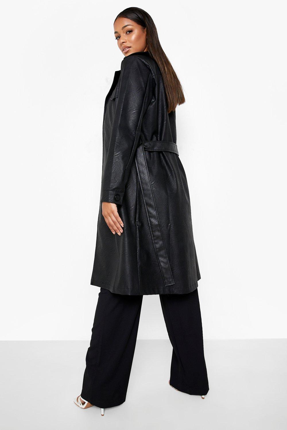 longline leather trench coat