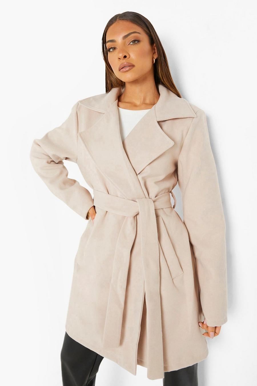 Stone Belted Wool Look Coat image number 1