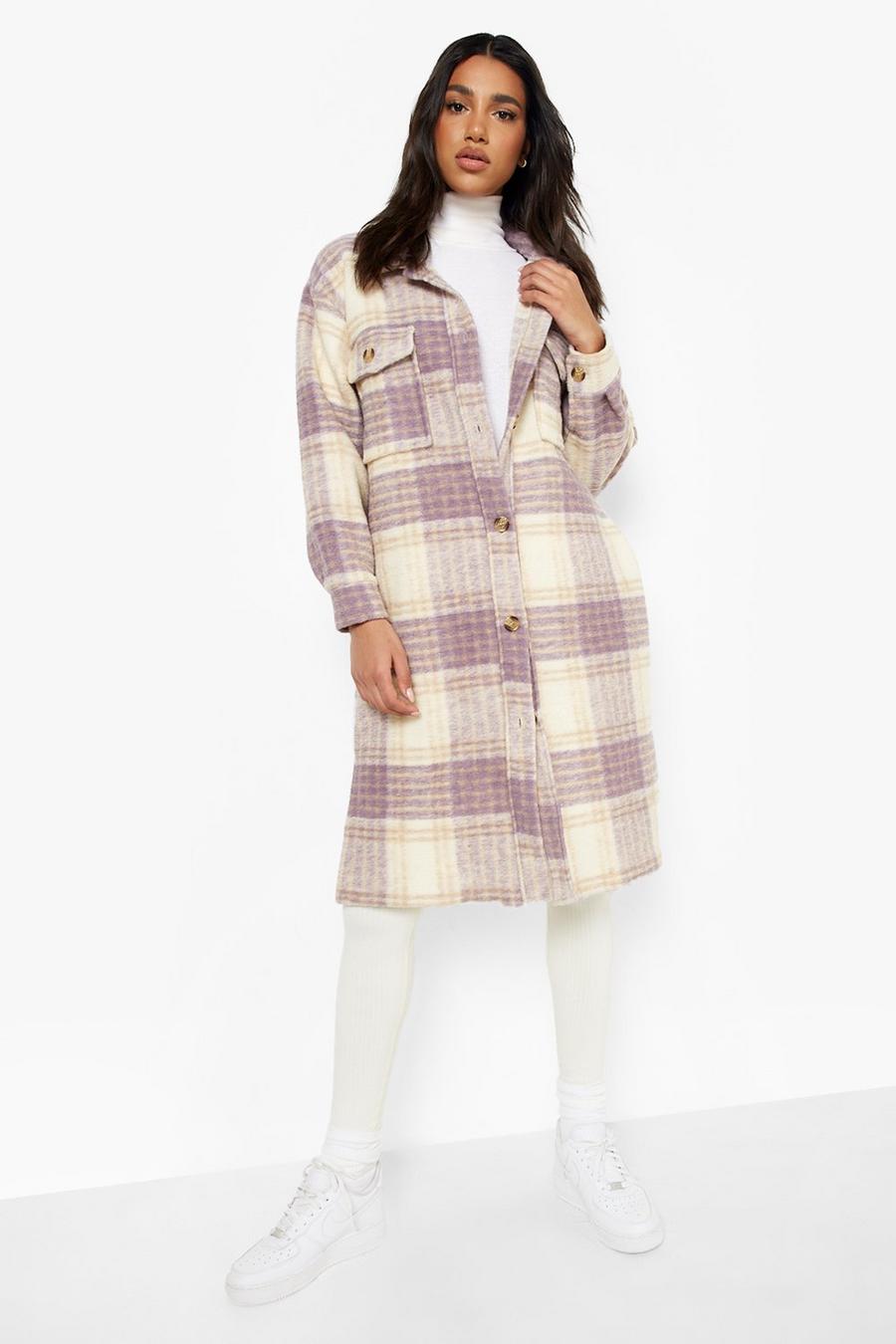 Lilac Longline Pastel Check Shacket image number 1