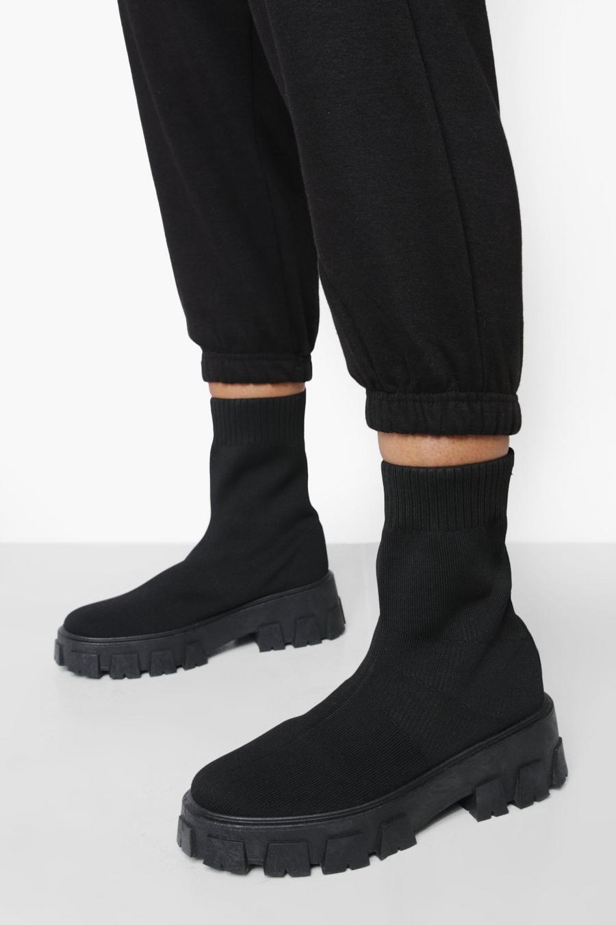 Black negro Knitted Chunky Boots image number 1