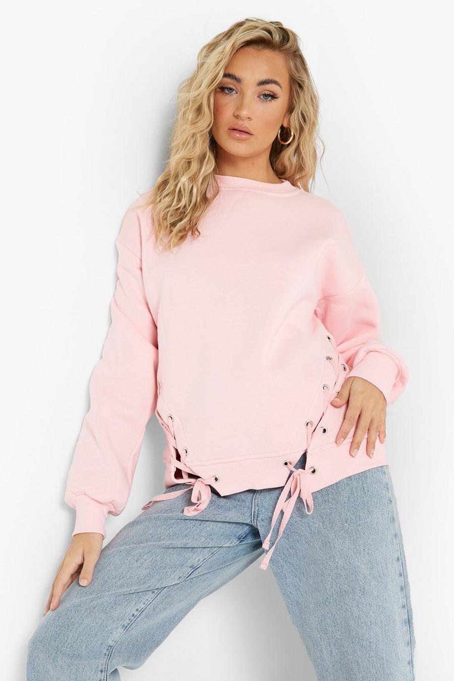 Baby pink Lace Up Side Sweater image number 1