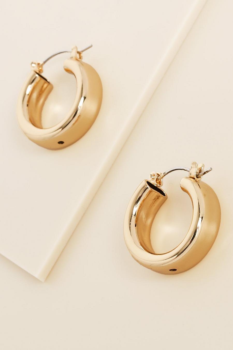 Gold Recycled Mini Chunky Hoop Earrings image number 1