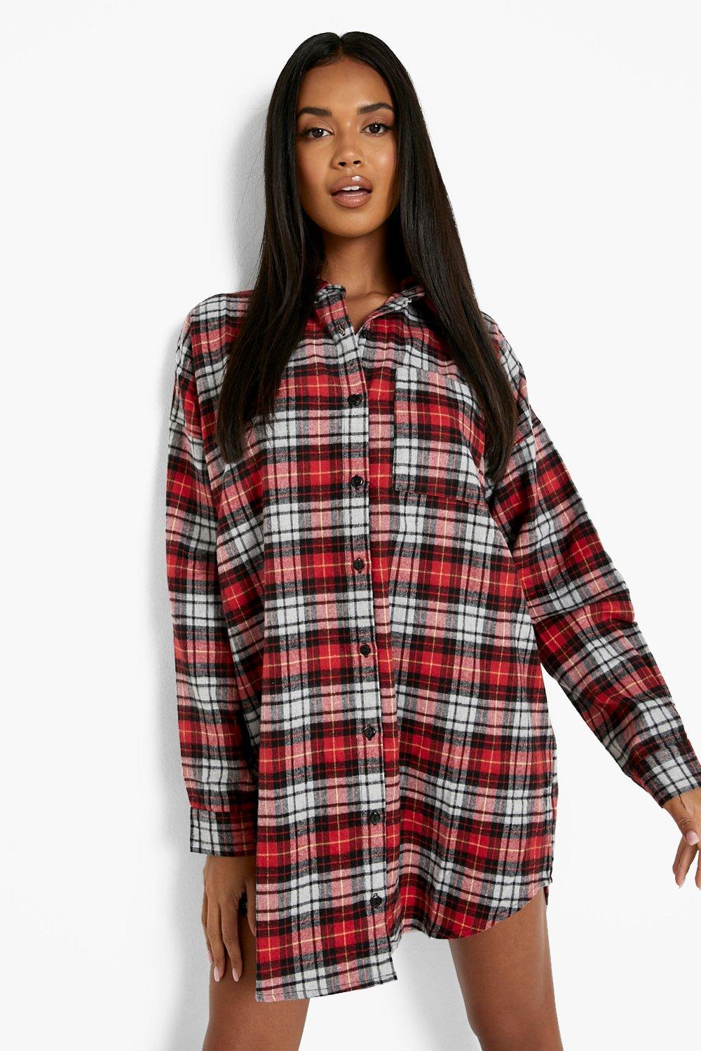 Boohoo UK - Farah Vintage Chest Shirt  Women's Red Plus Honey Oversized T  - Shirt Dress