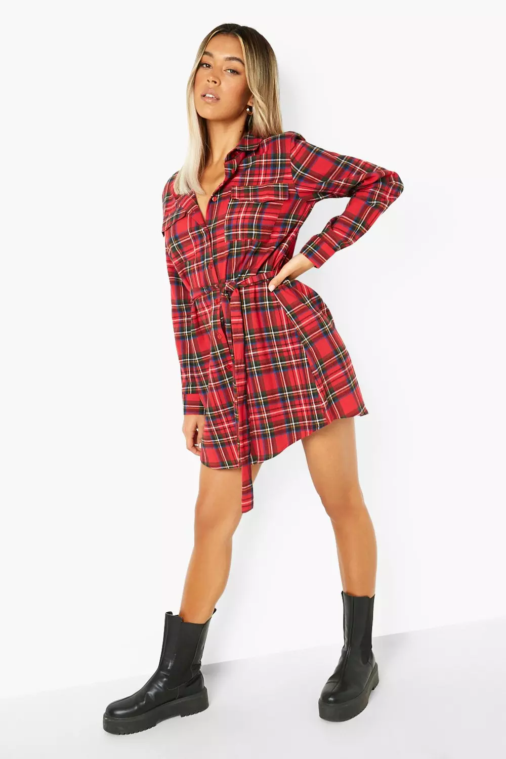 Boohoo checked outlet dress