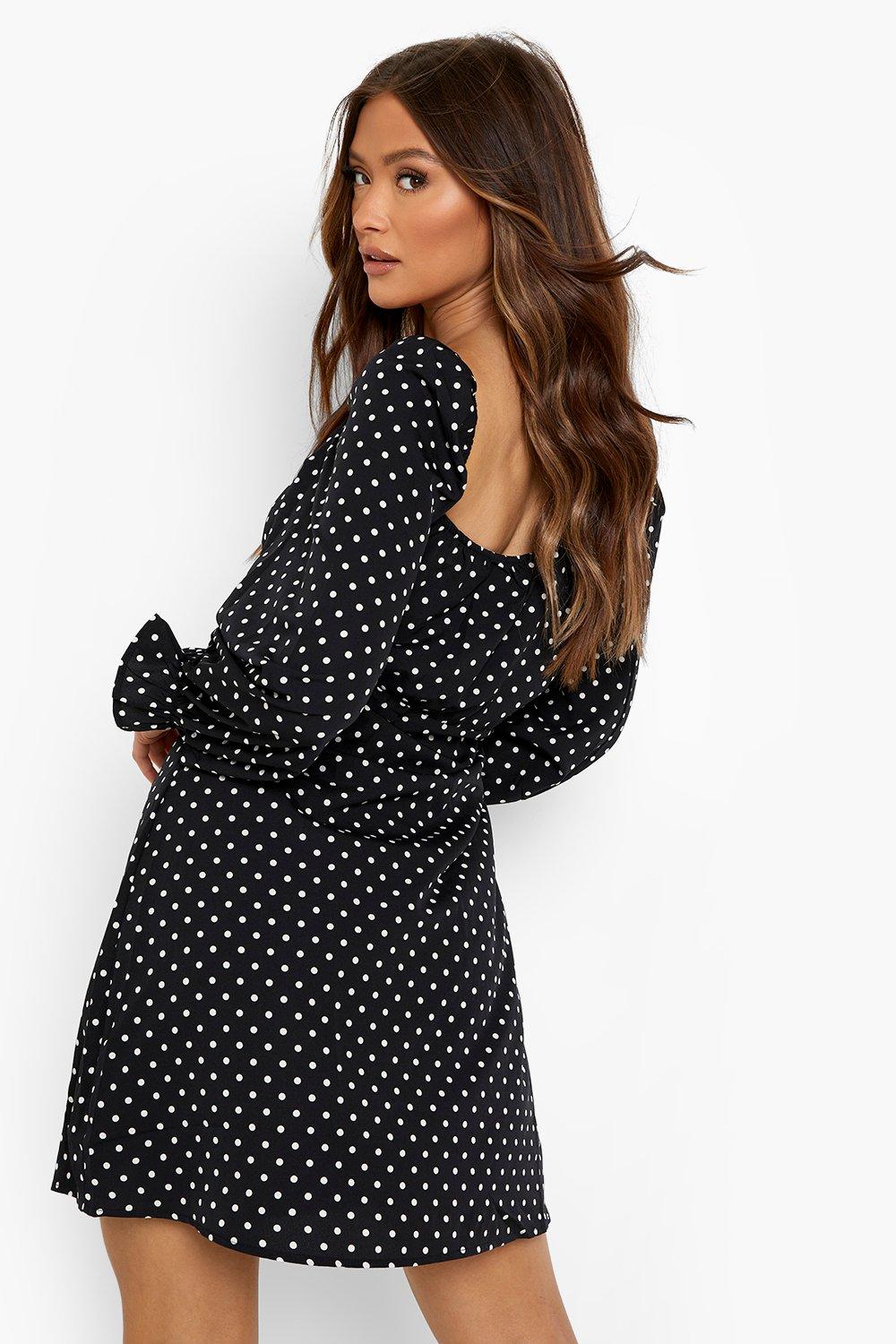 Boohoo black and white polka sale dot dress