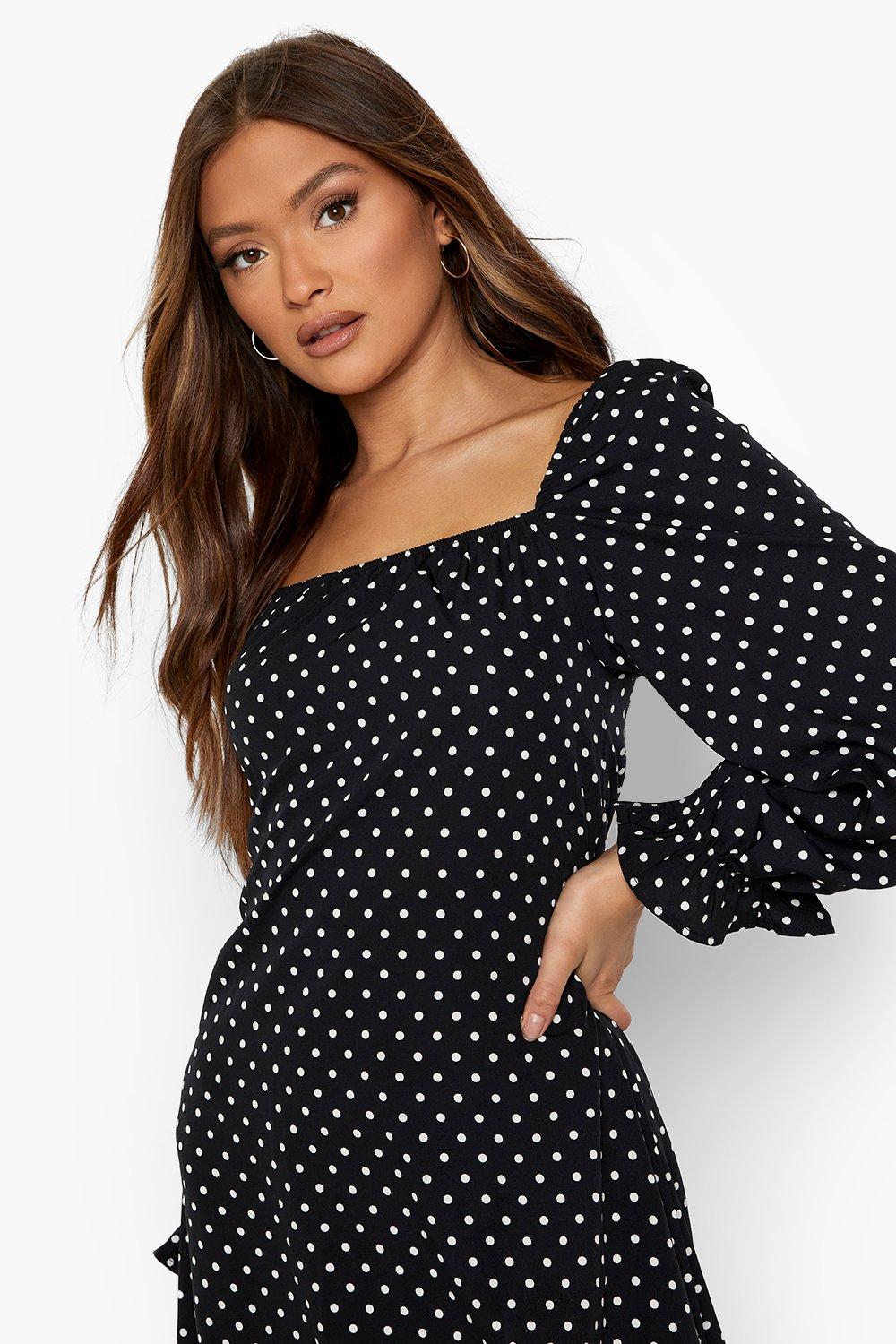 Polka dot long sleeve dress best sale