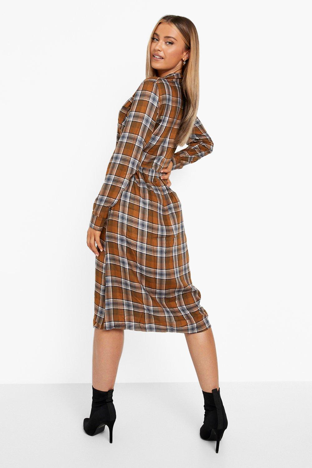 Flannel midi dress best sale