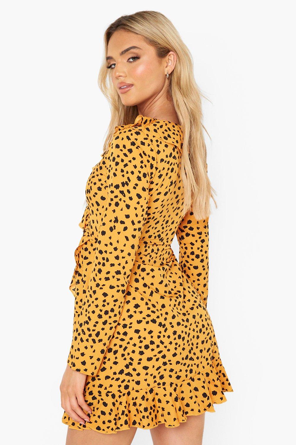 Boohoo ruffle tea dress online