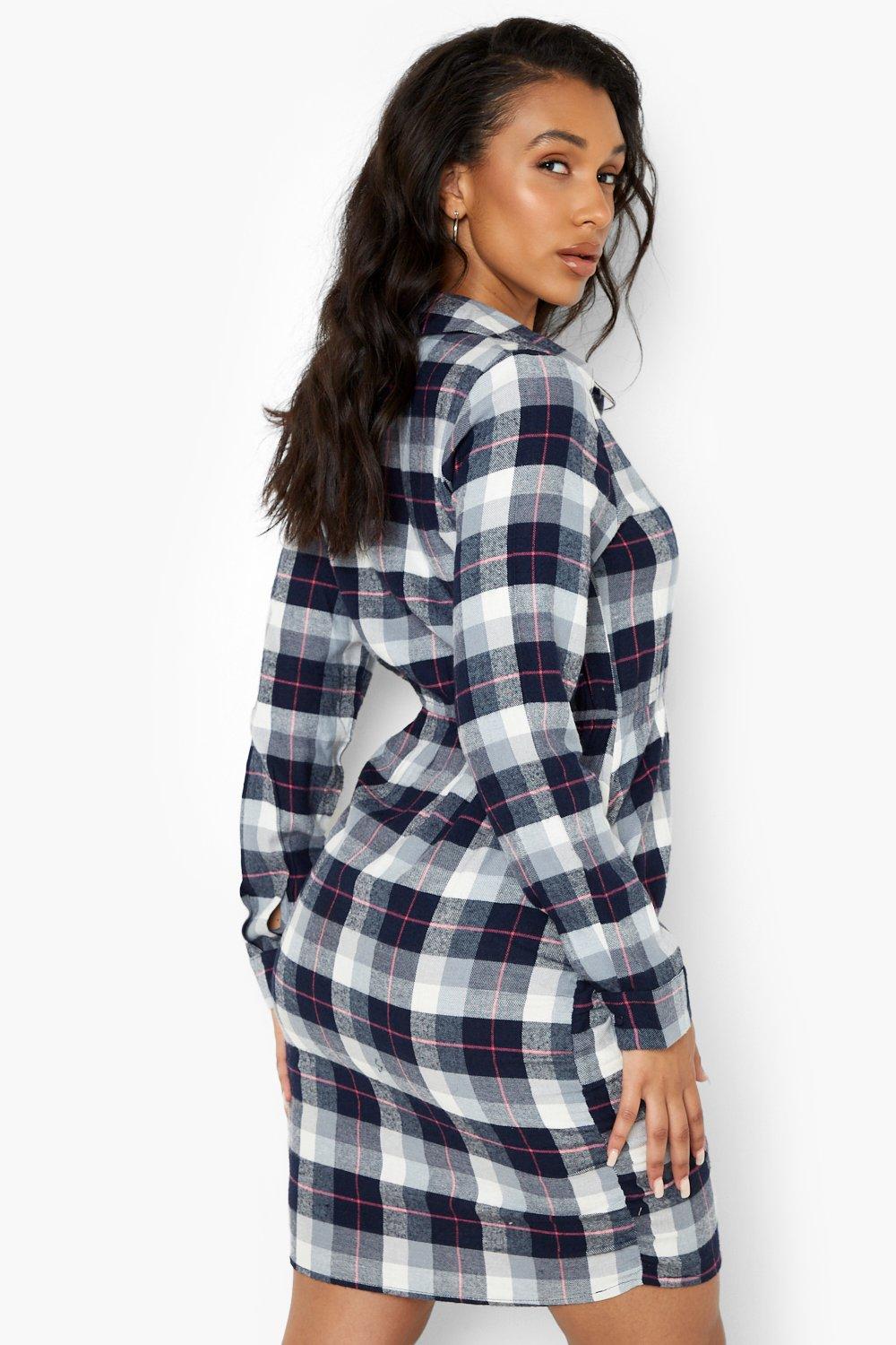 Plaid dress store boohoo