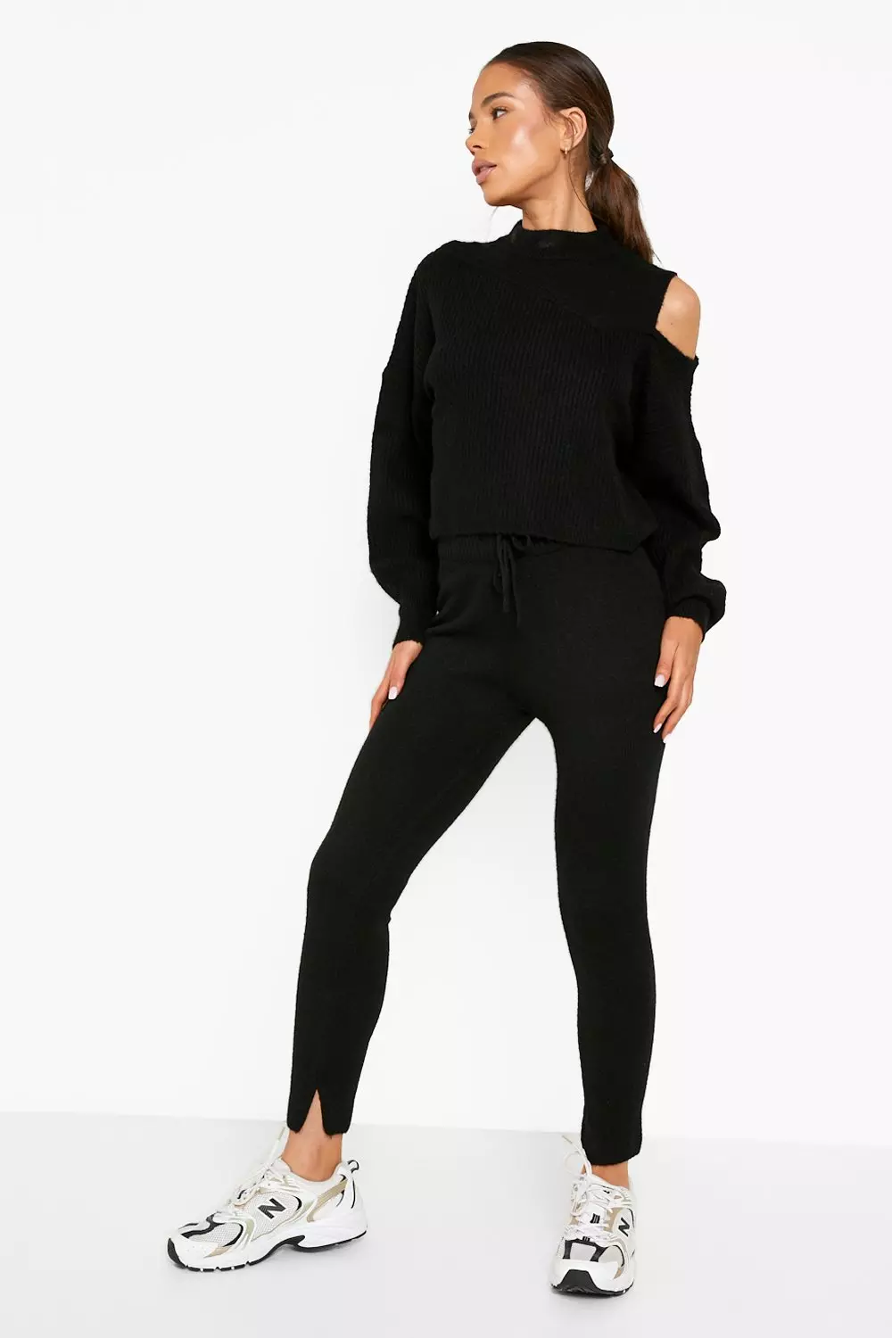 Black Premium Super Soft Knit Drawstring Leggings alternative image
