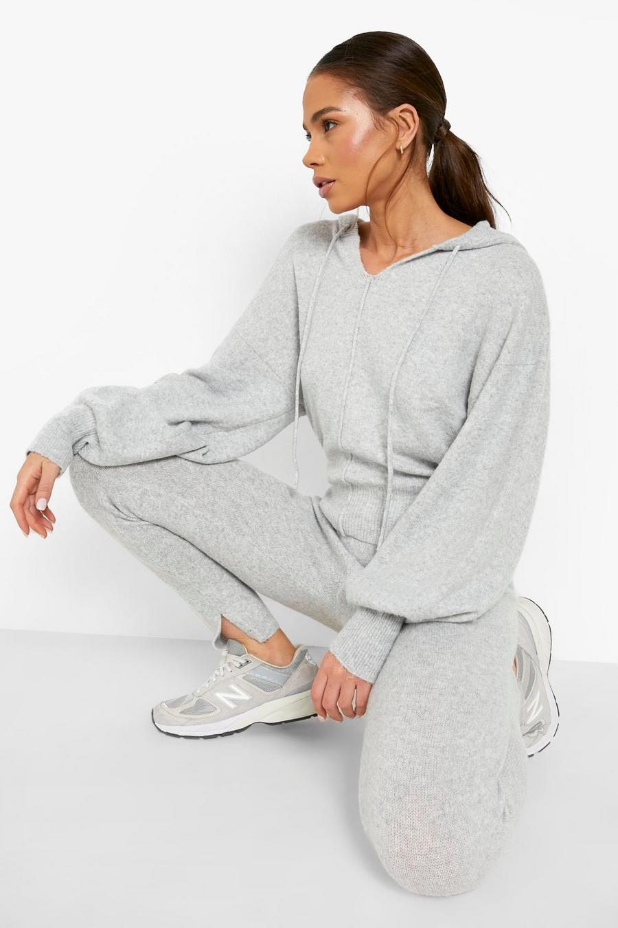 Grey Premium Super Soft Knit Exposed Seam Hoodie