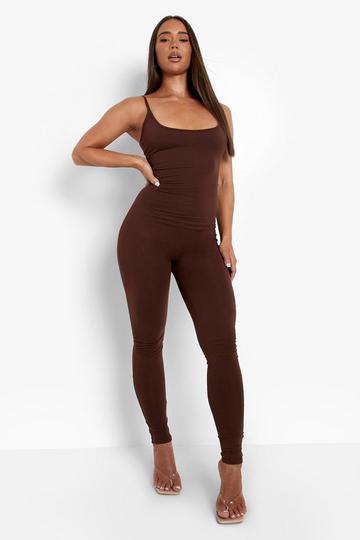 Strappy Plunge Jumpsuit chocolate