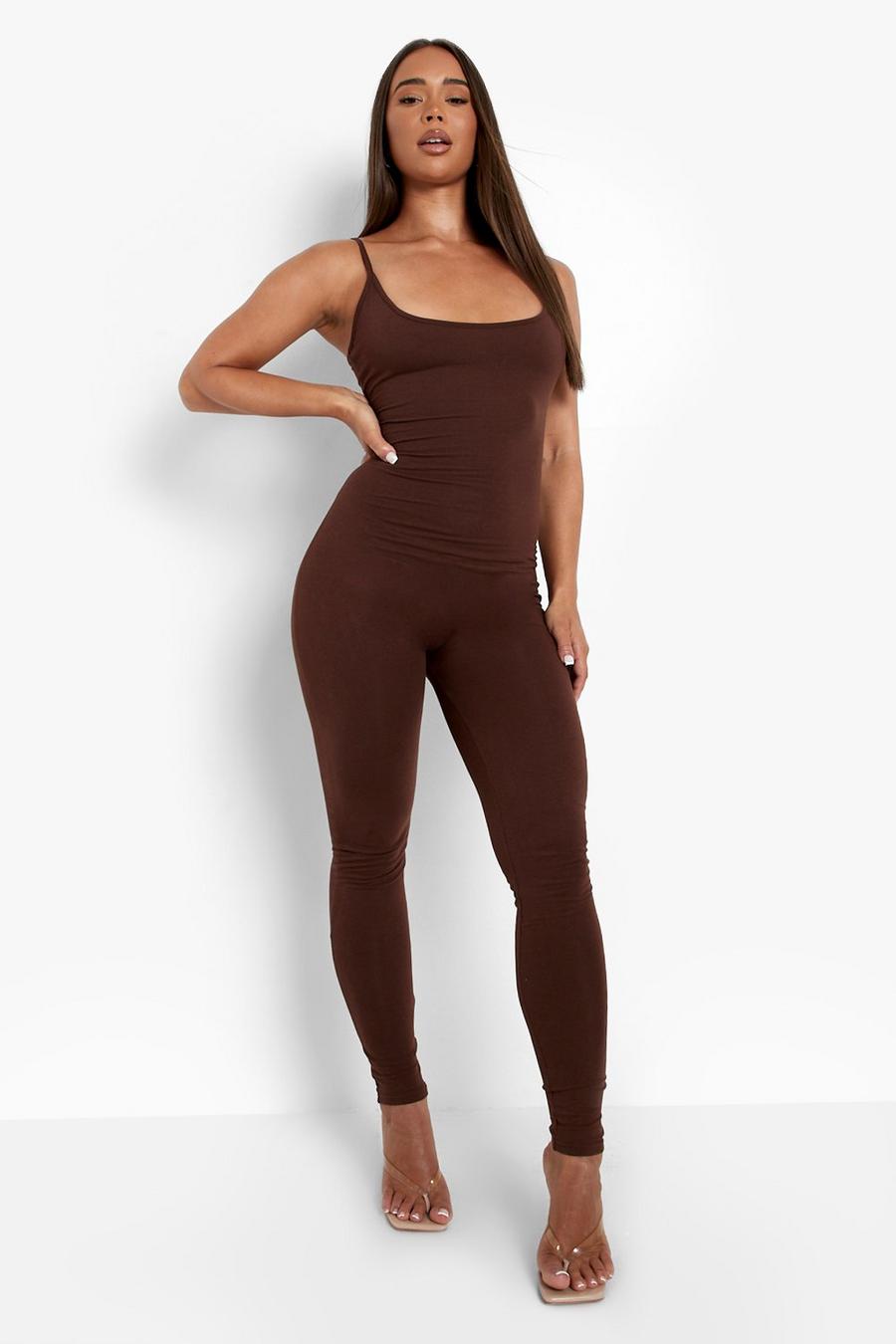 Chocolate Strappy Plunge Jumpsuit image number 1