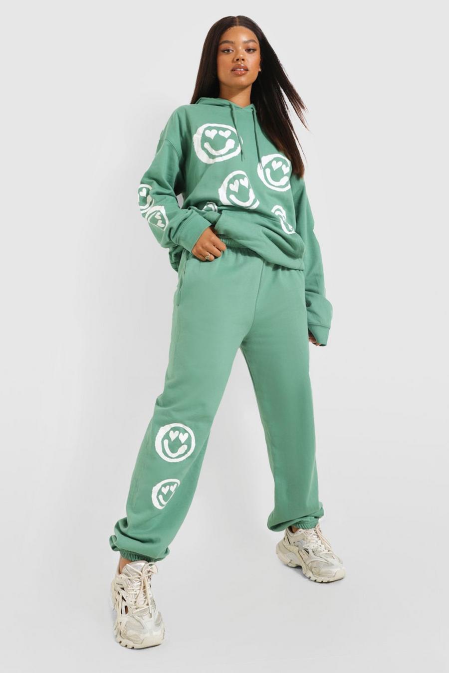 Green Oversized Heart Face Joggers image number 1