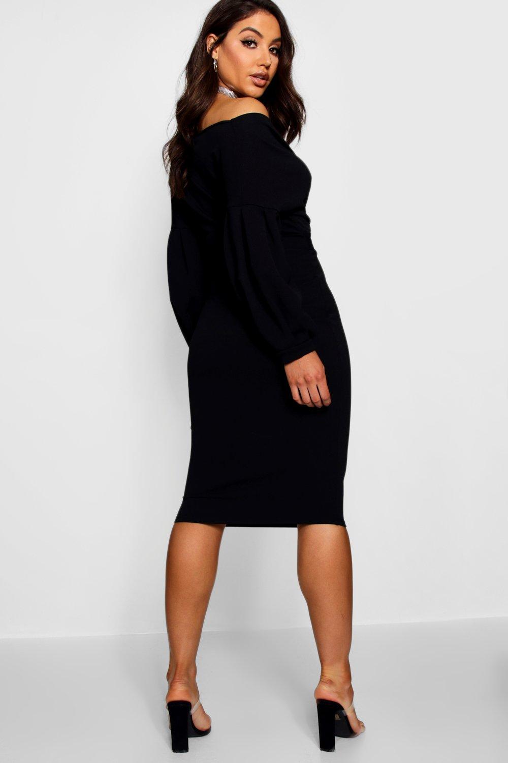 Black off the shop shoulder wrap dress