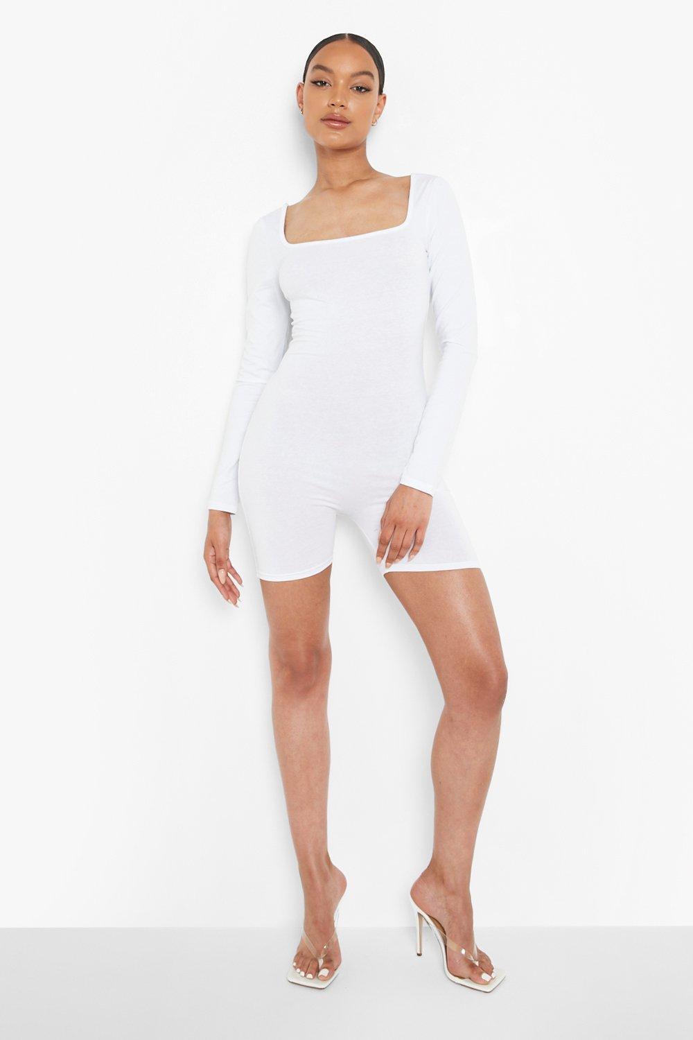 white square neck long sleeve