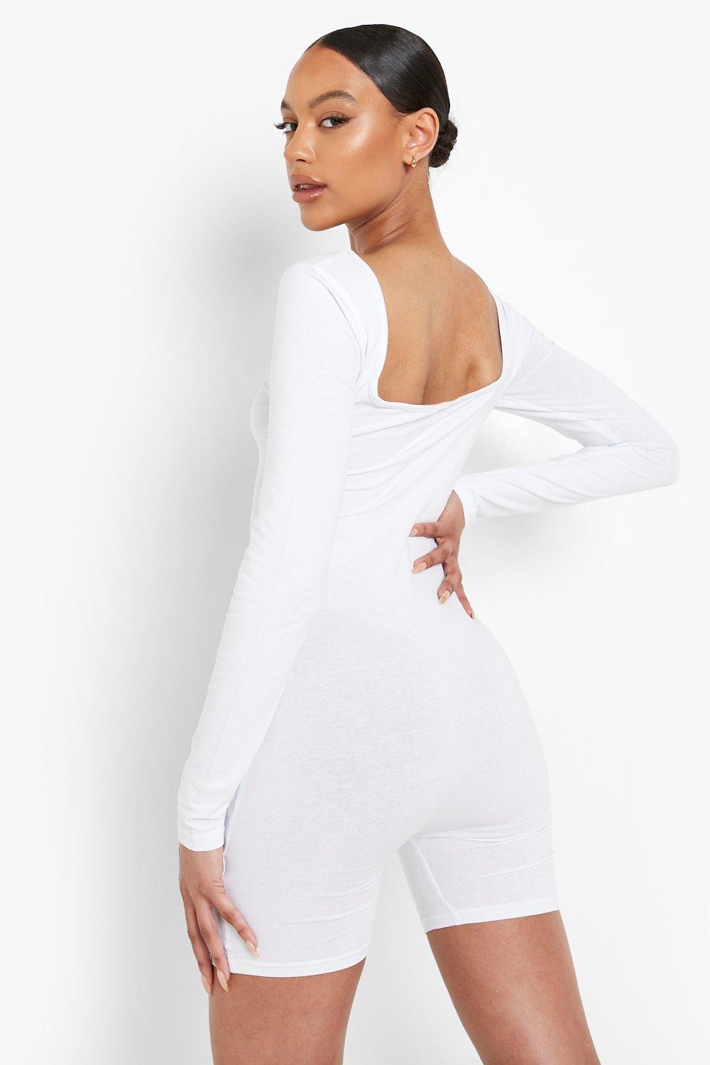 white square neck long sleeve