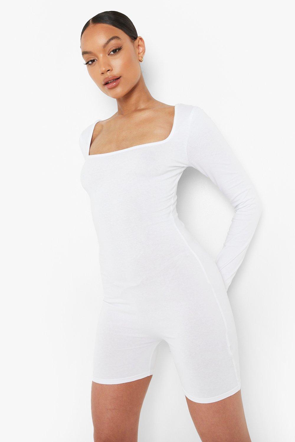 white square neck long sleeve