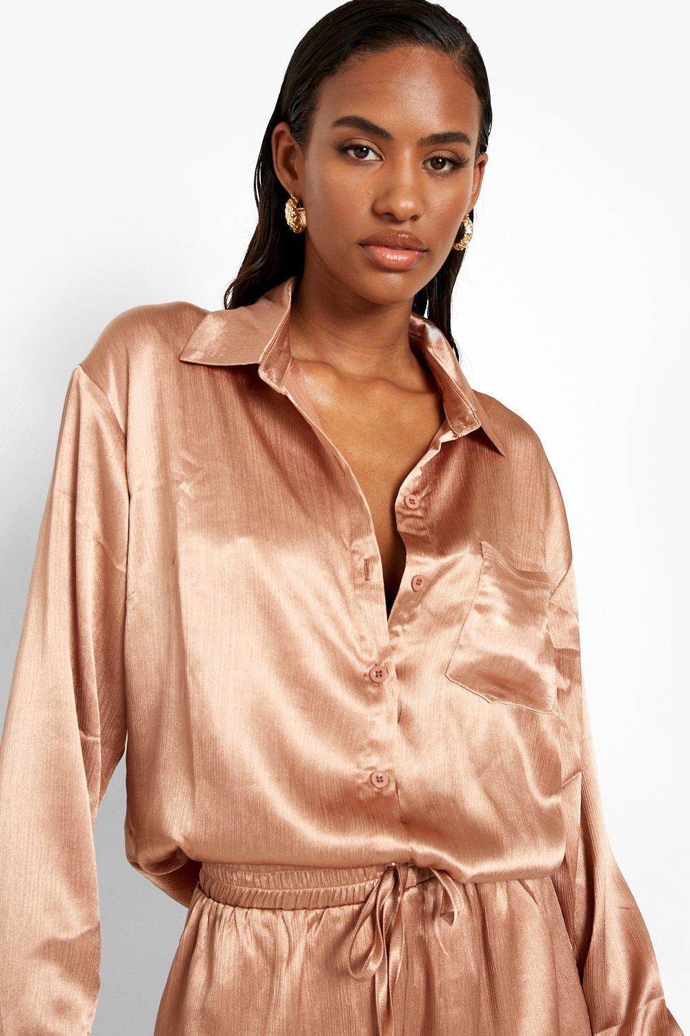 Bronze store satin blouse