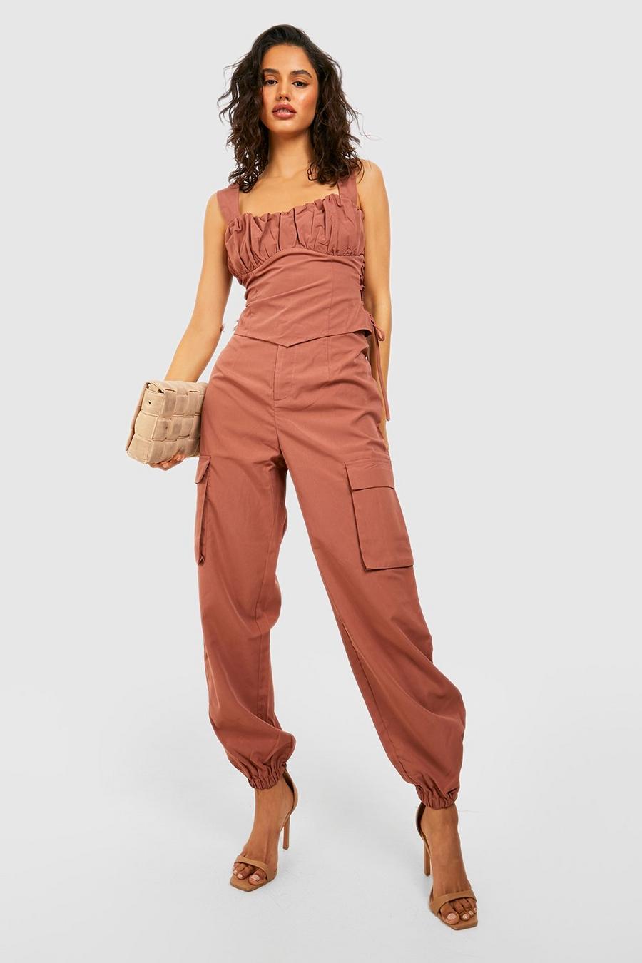 Mocha beis Relaxed Fit Cargo Trousers