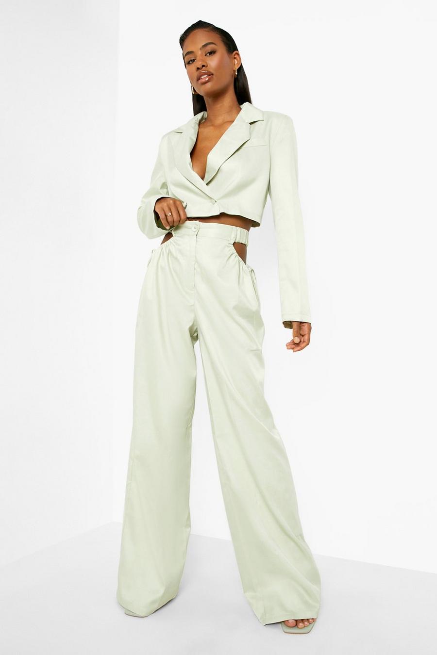 Sage Cut Out Side Slouchy Wide Leg Pants image number 1