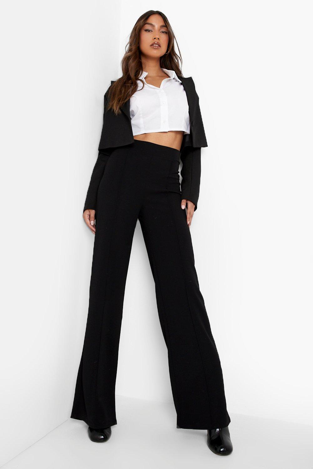 Black crepe shop straight leg trousers