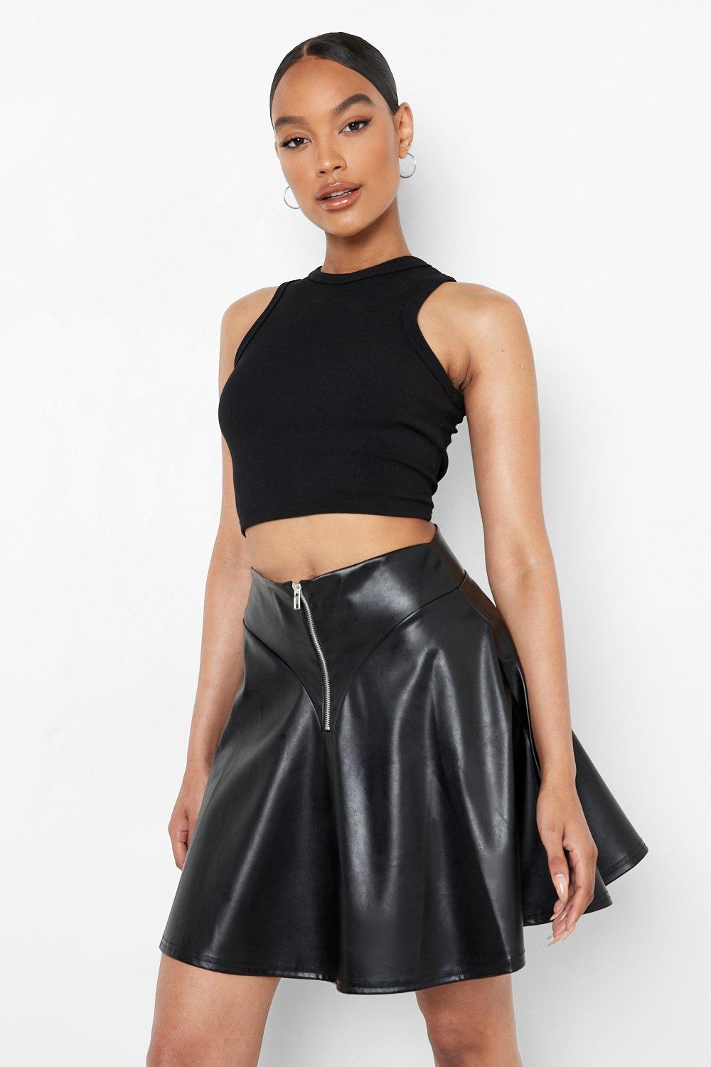 Boohoo black outlet skater skirt