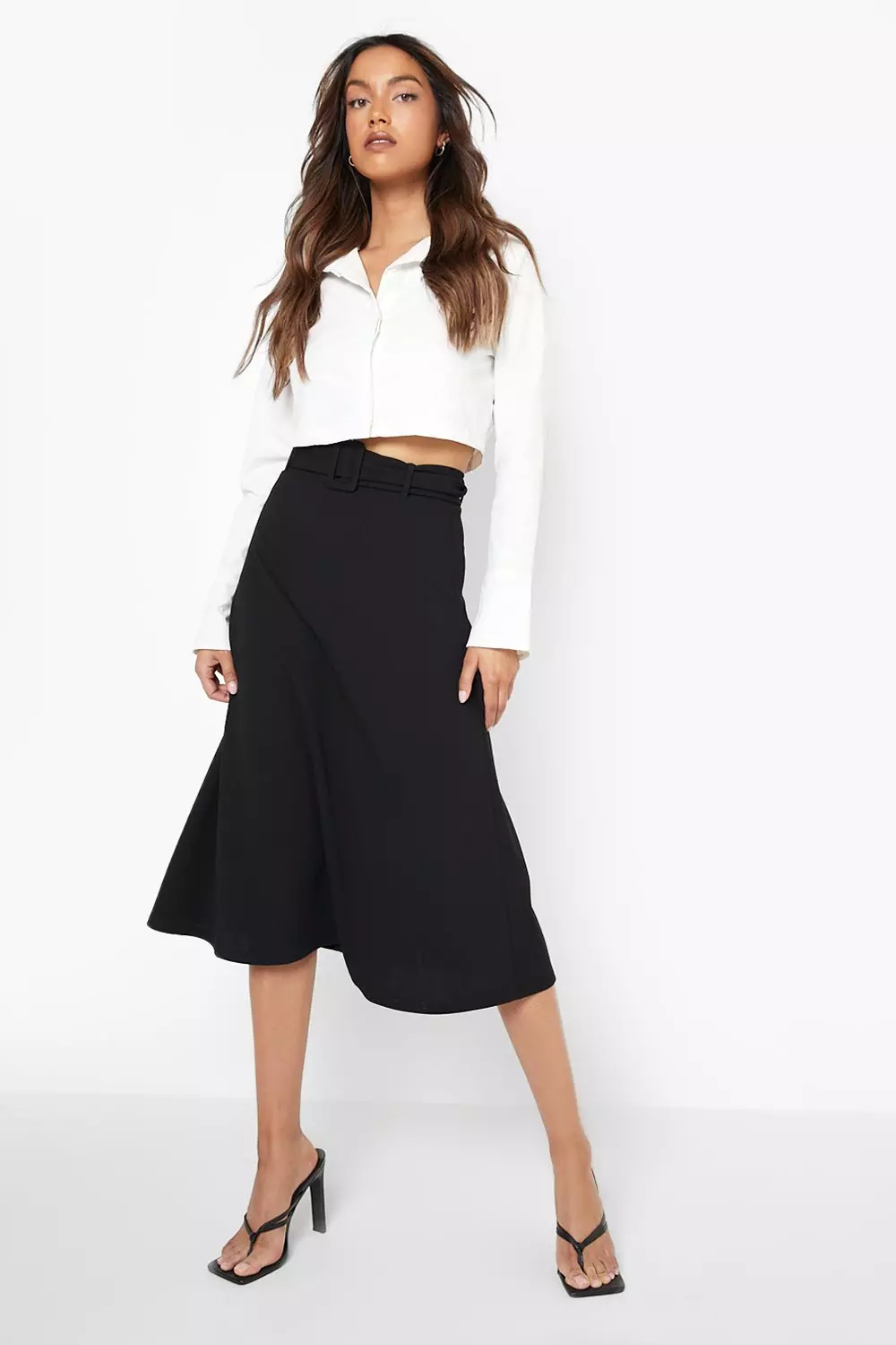 White midi shop skater skirt