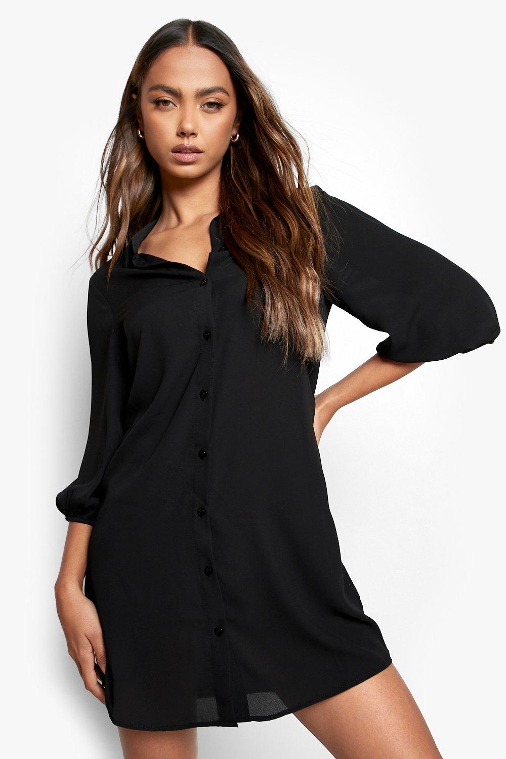 Puff sleeve shirt dress sale