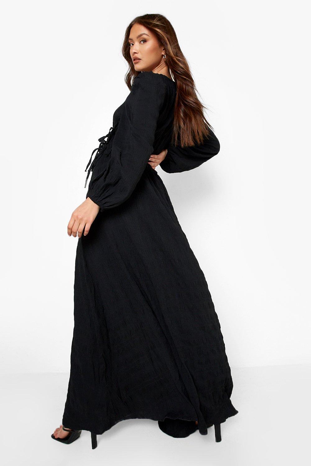 boohoo shirred maxi dress