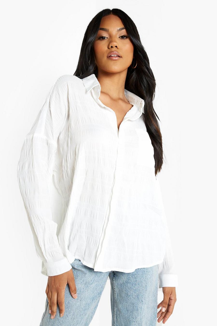 White Oversized Blouse Met Textuur image number 1