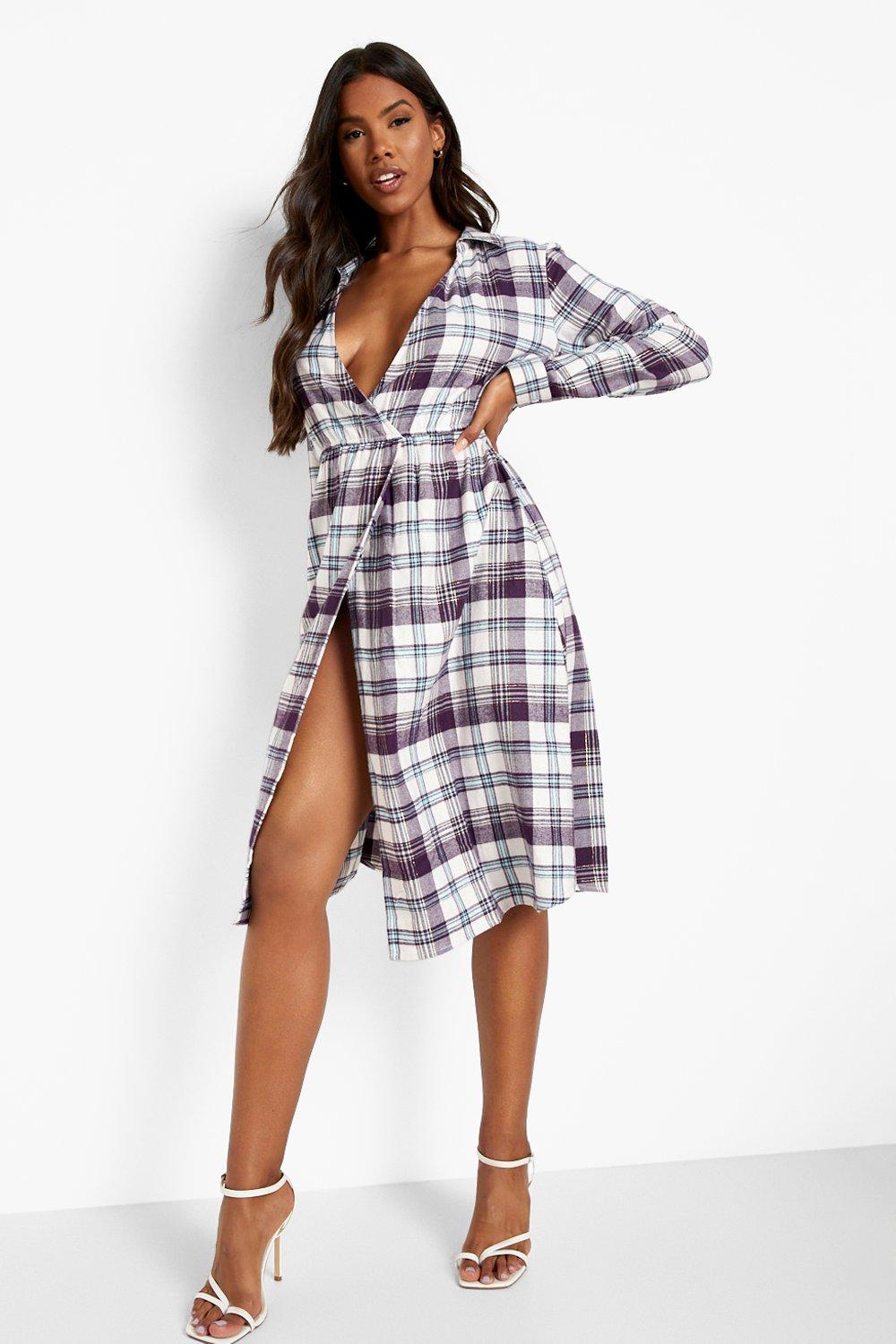 Checked hotsell wrap dress