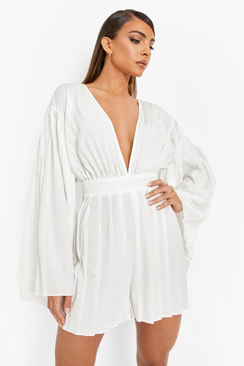 White store plunge playsuit