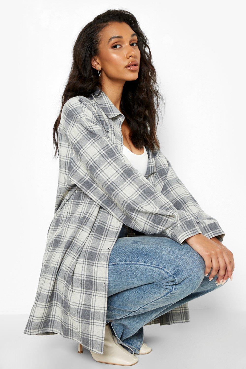 【SATIIIZ】Elos Oversized Fit Check Shirt THE OTHER SIDE