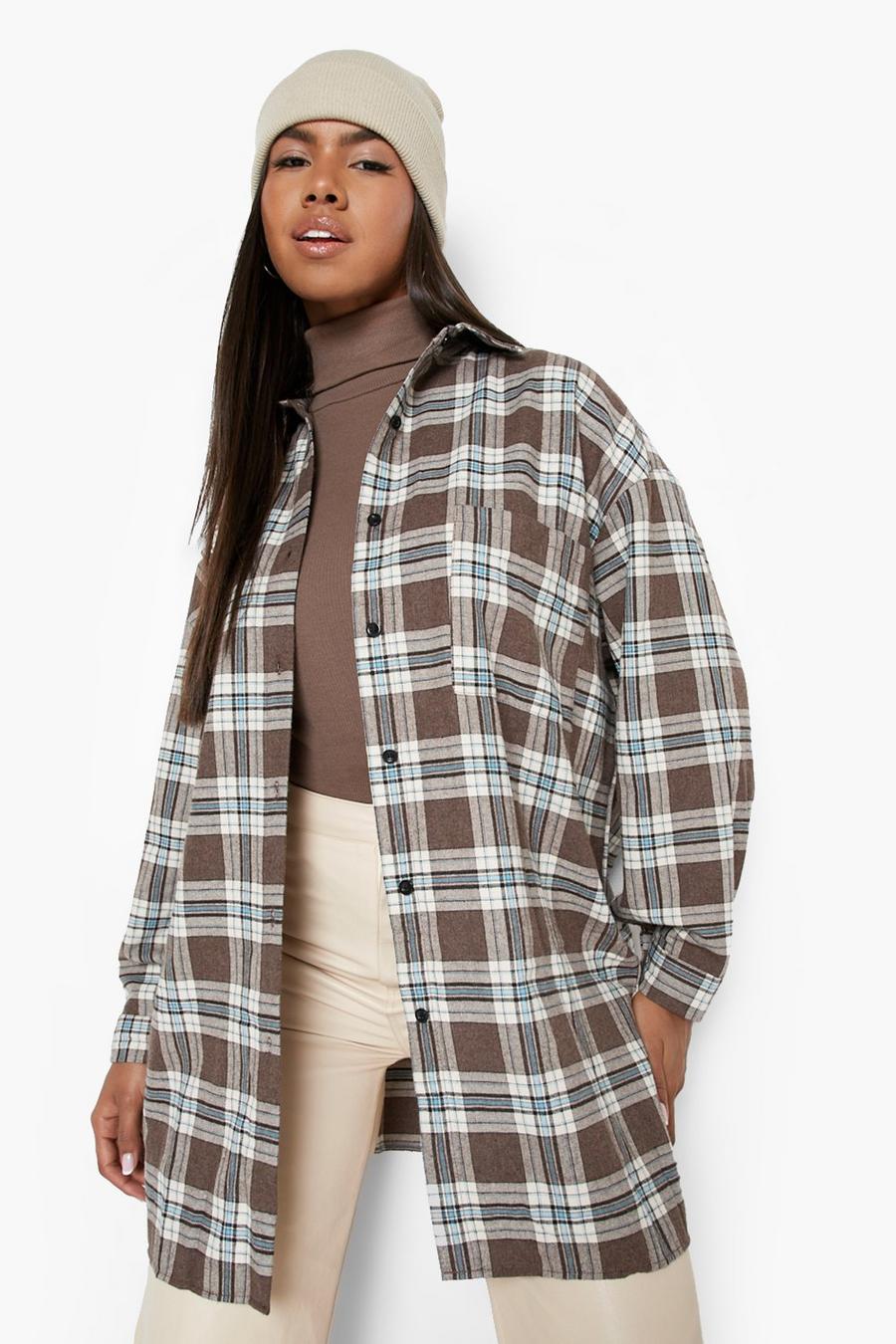 Chocolate Oversized Flannel Shirt image number 1
