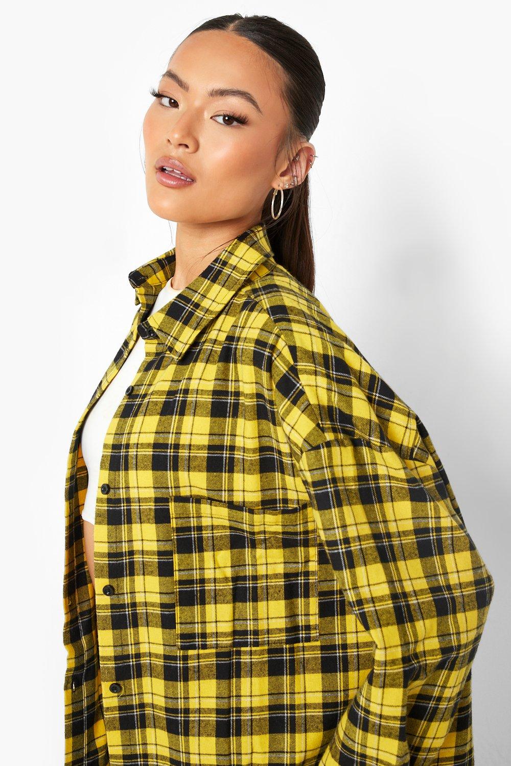 yellow oversized flannel