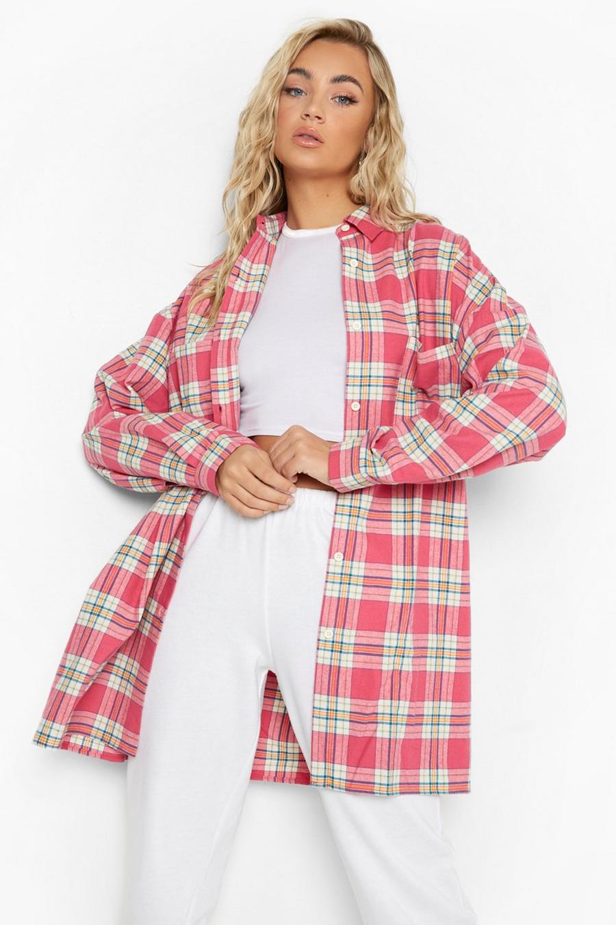 Pink Oversized Check Shirt image number 1