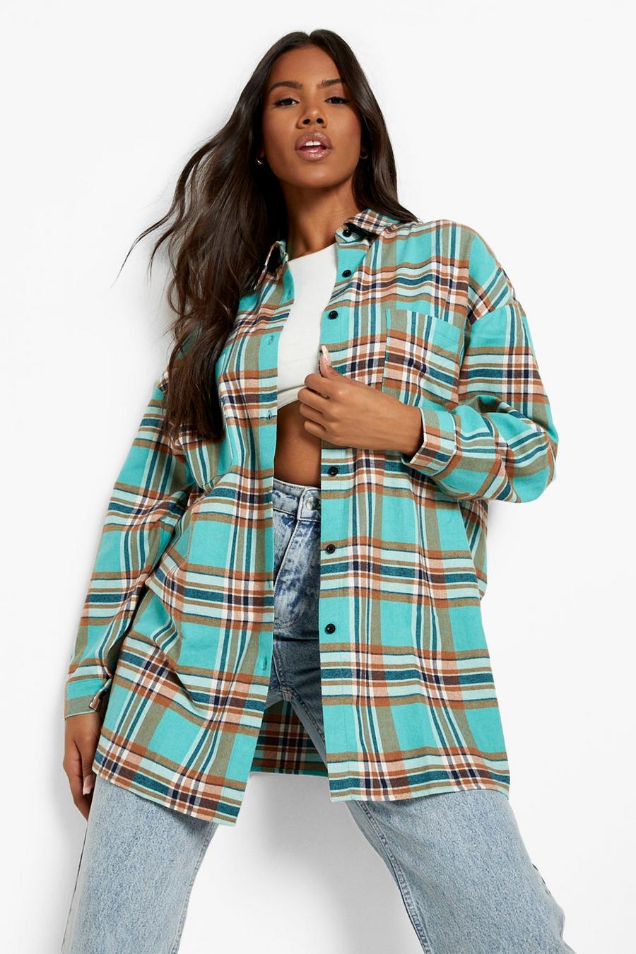 Green Oversized Flannel Shirt image number 1