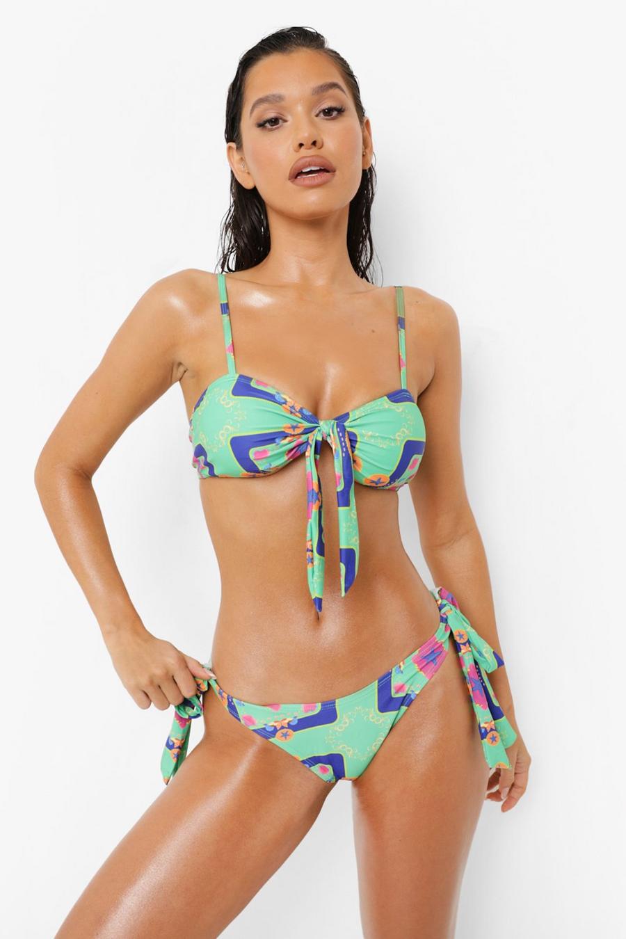 Green Nautical Tie Side Bikini Brief image number 1